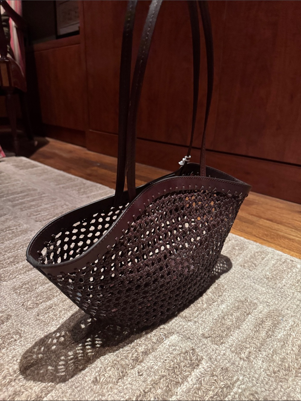 Madewell Dark Brown Woven Leather Tote - Picture 2 of 7